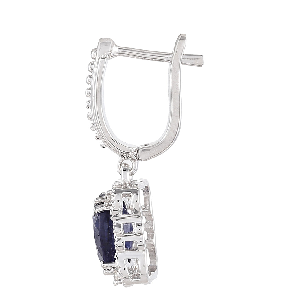 Stříbrné Náušnice s Thajským Safírem a Bílým Topazem