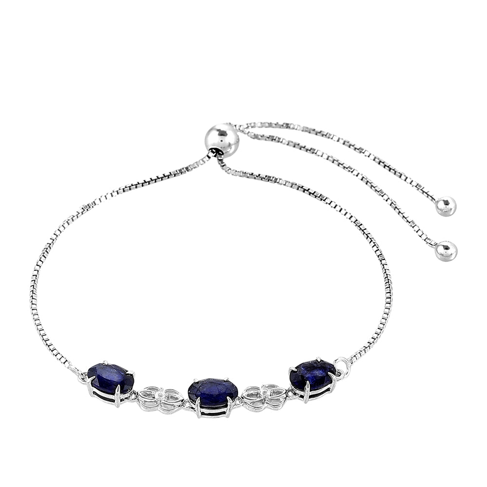 Stříbrný Náramek s Thajským Safírem a Bílým Topazem