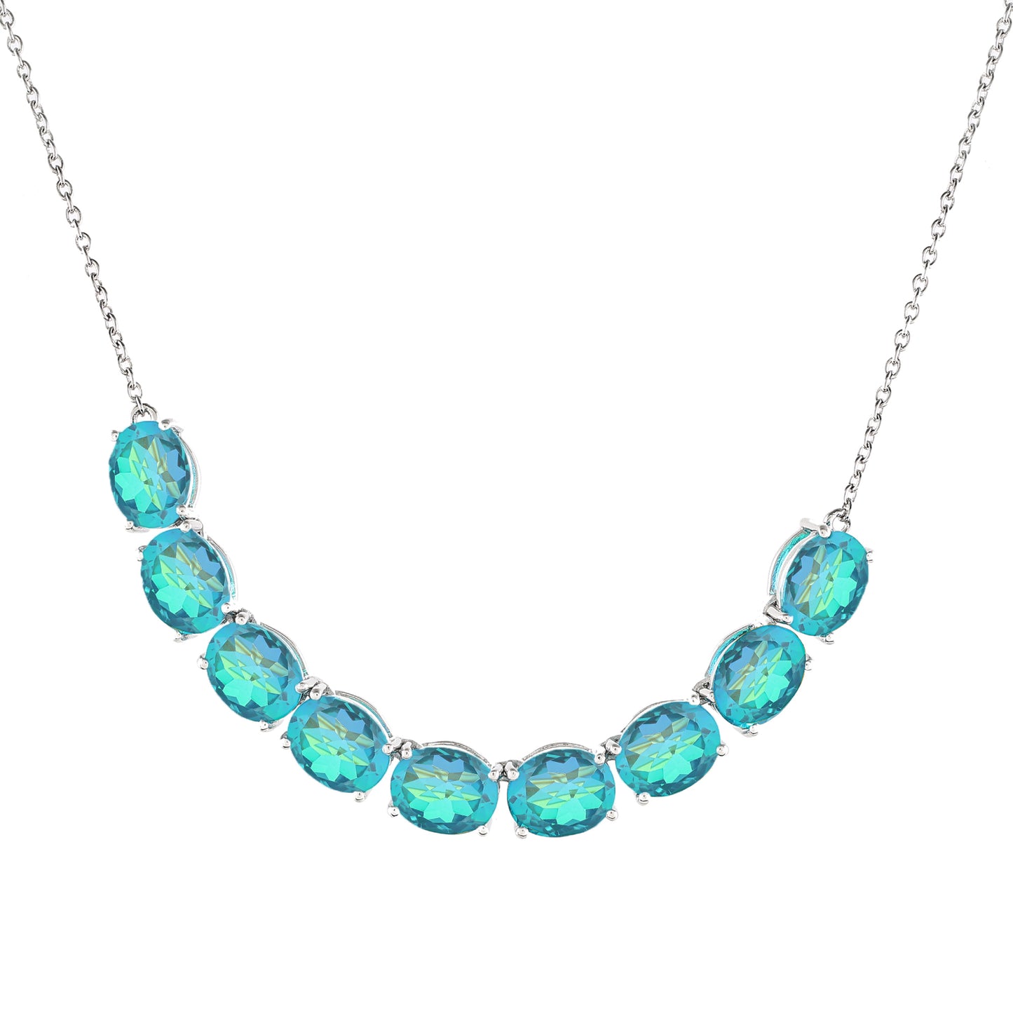 Stříbro 925/1000 - Náhrdelník s Pavím Křemenem - Karátové číslo: 18. přibližná hmotnost: 10.18 gramů