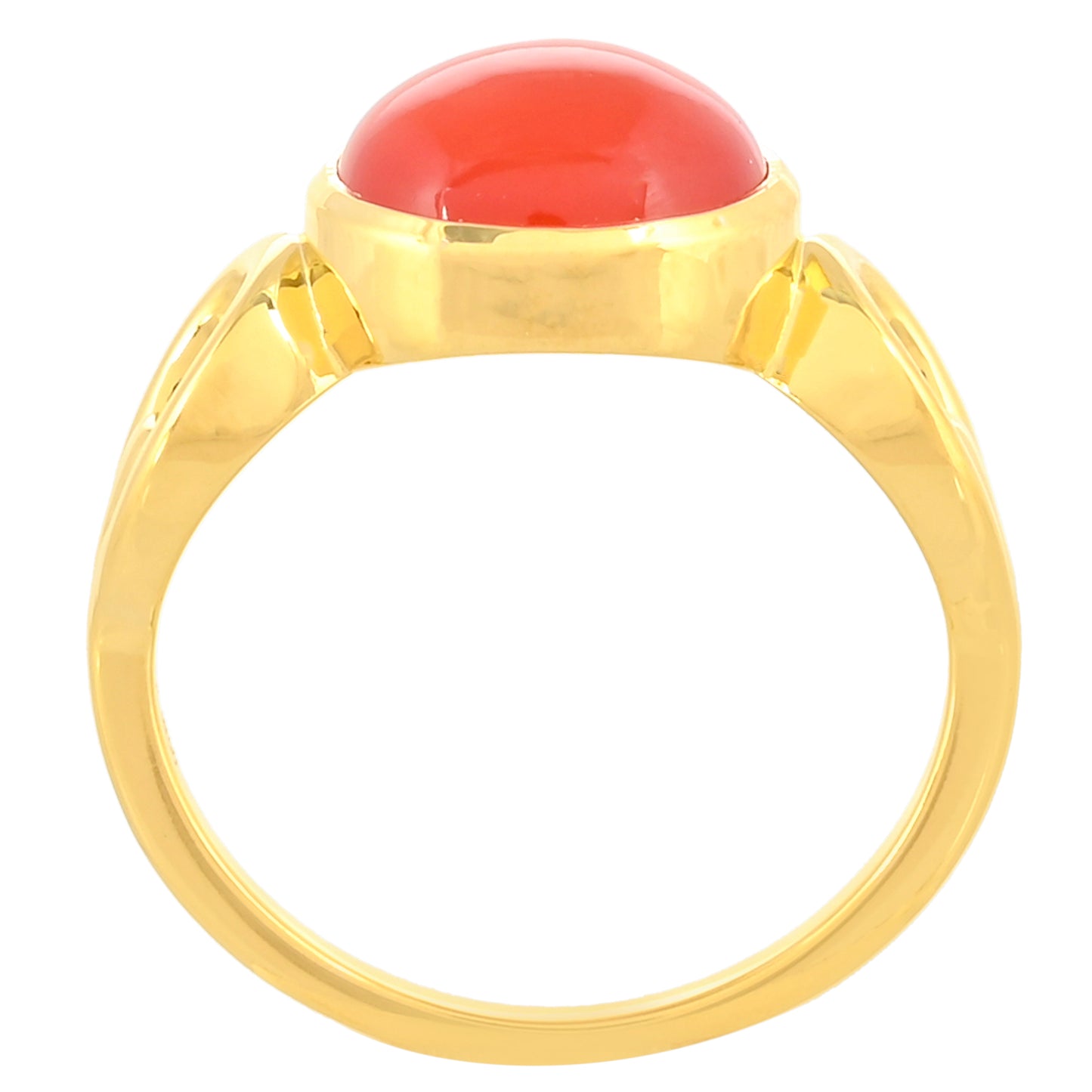 Pozlacené Stříbro 925/1000 - Prsten s Karneolem - Karátové číslo: 3.73. přibližná hmotnost: 3.75 gramů