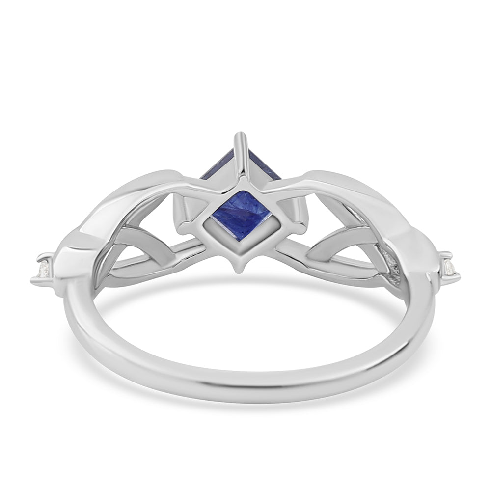 925 / 1000 Sterlingové Stříbro Prsten s Modrým Safírem a Bílým Topazem