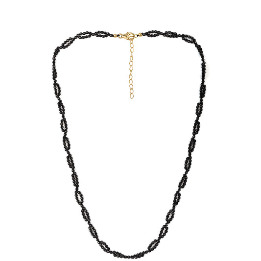 Pozlacené Stříbro 925/1000 - Náhrdelník s Černým spinelem - Karátové číslo: 30.75. přibližná hmotnost: 7.08 gramů