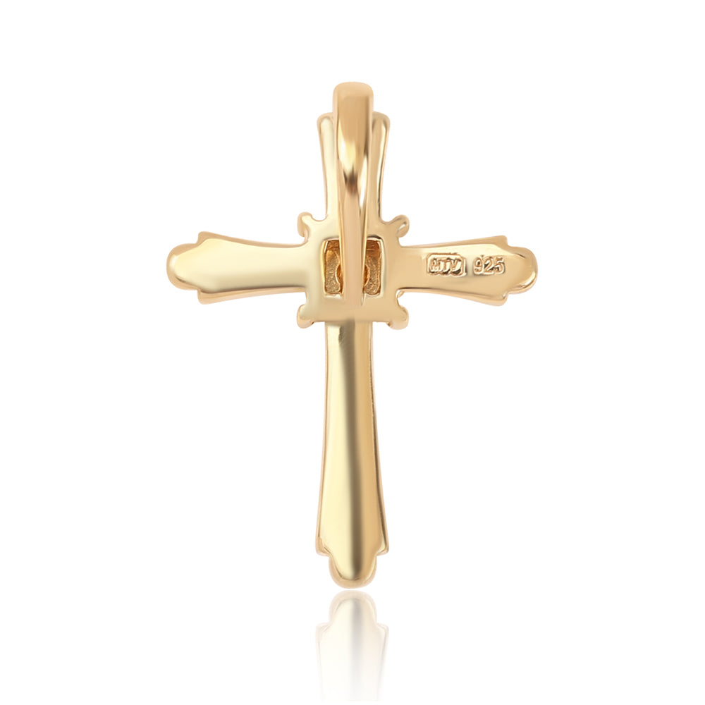 Pozlacené Stříbro 925/1000 - Přívěsek s Modrým Diamantem - Karátové číslo: 0.02. přibližná hmotnost: 0.63 gramů