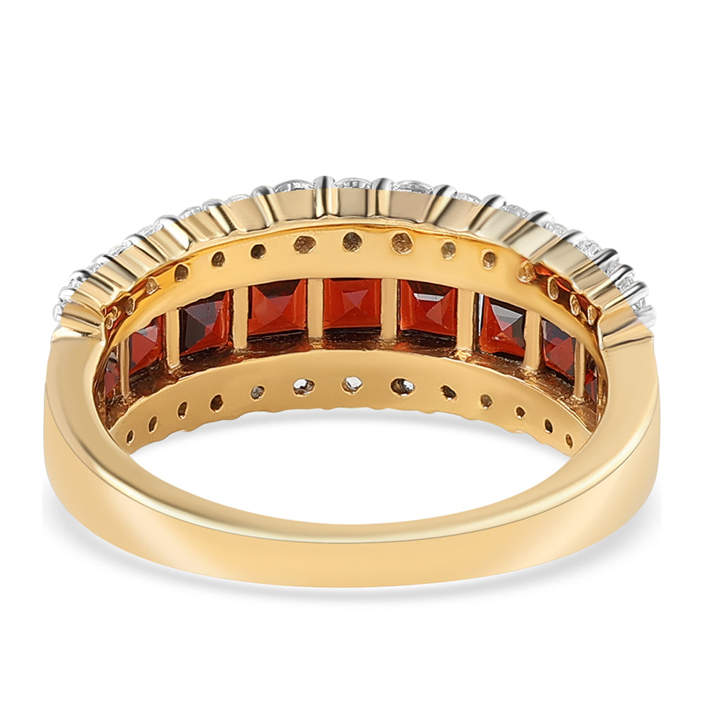 Pozlacený 925 / 1000 Sterlingové Stříbro Prsten s Bartonským Granátem a Bílým Topazem