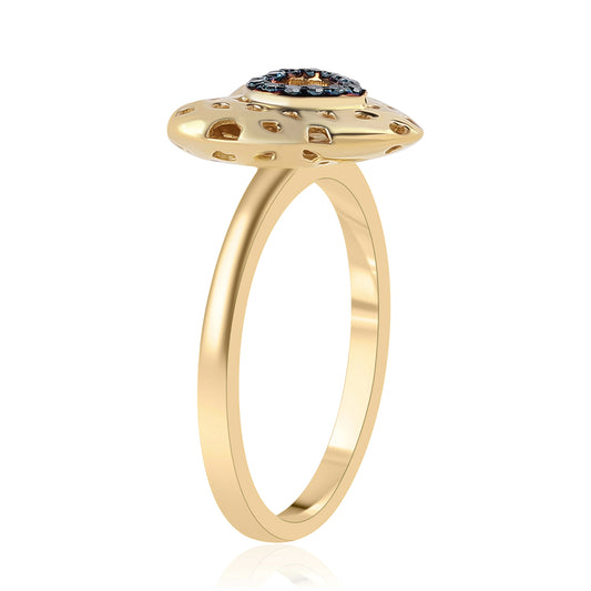 Pozlacený 925 / 1000 Sterlingové Stříbro Prsten s Modrým Diamantem