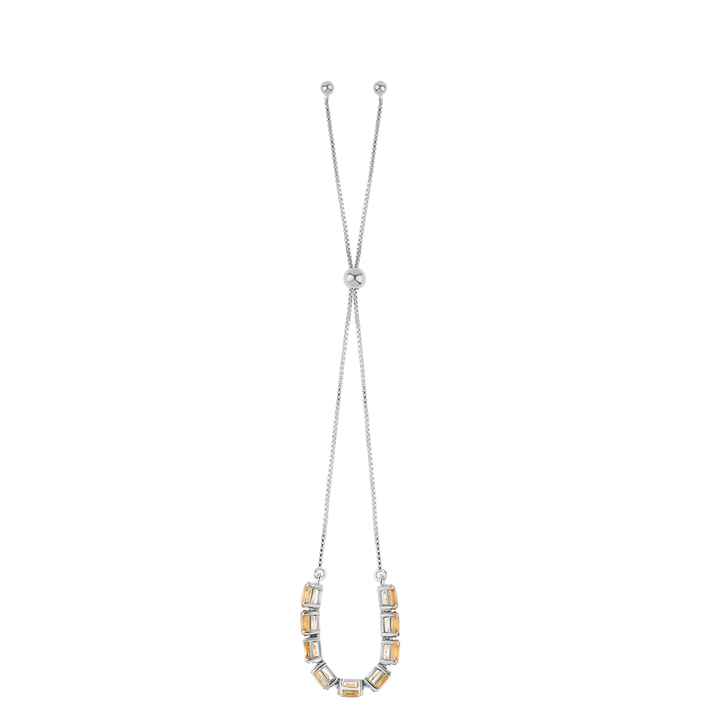 Stříbro 925/1000 - Náramek s Citrínem - Karátové číslo: 3.78. přibližná hmotnost: 4.68 gramů