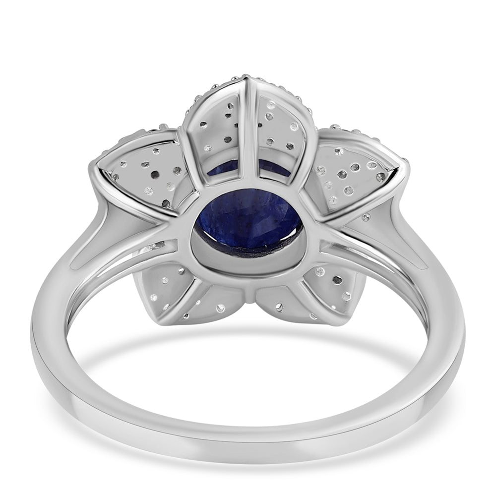 925 / 1000 Sterlingové Stříbro Prsten s Australským Modrým Safírem a Bílým Topazem