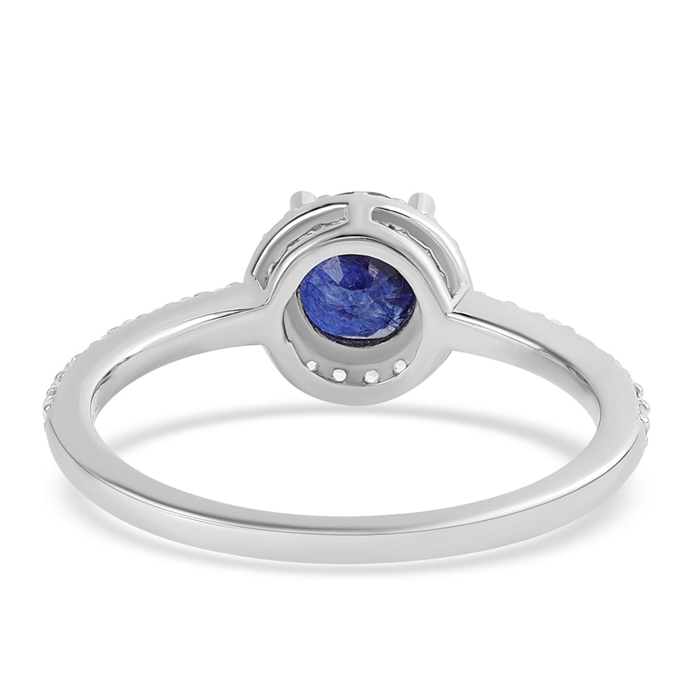 925 / 1000 Sterlingové Stříbro Prsten s Australským Modrým Safírem a Bílým Topazem