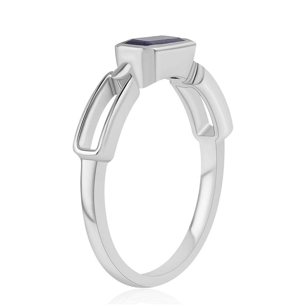 925 / 1000 Sterlingové Stříbro Prsten s Australským Modrým Safírem