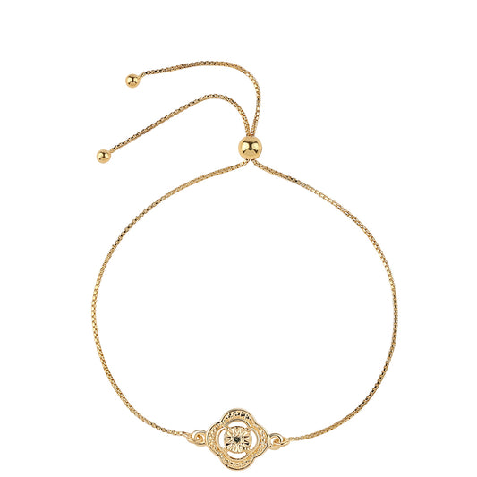 Pozlacené Stříbro 925/1000 - Náramek se Zeleným Diamantem - Karátové číslo: 0.01. přibližná hmotnost: 2.57 gramů