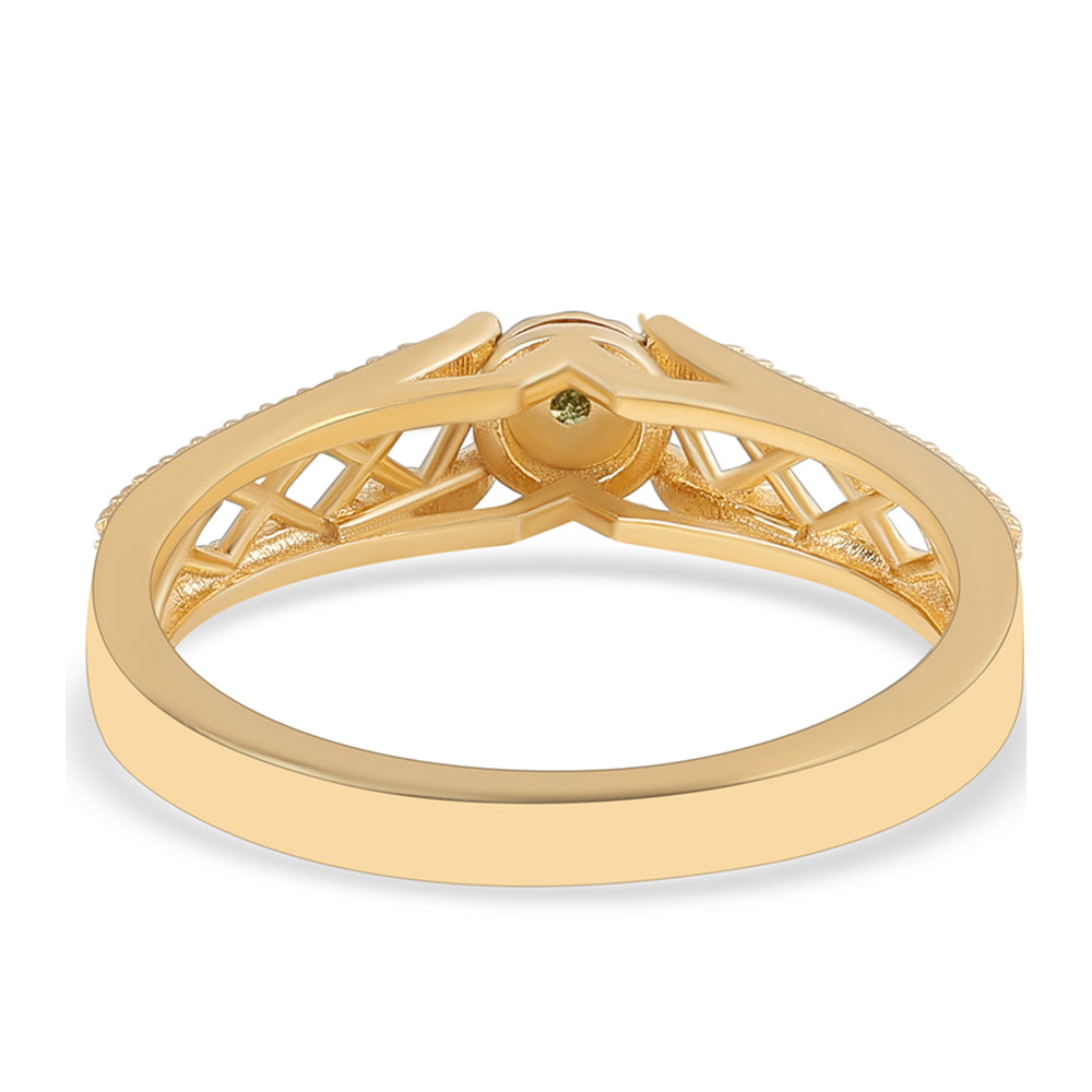 Pozlacený 925 / 1000 Sterlingové Stříbro Prsten se Zeleným Diamantem