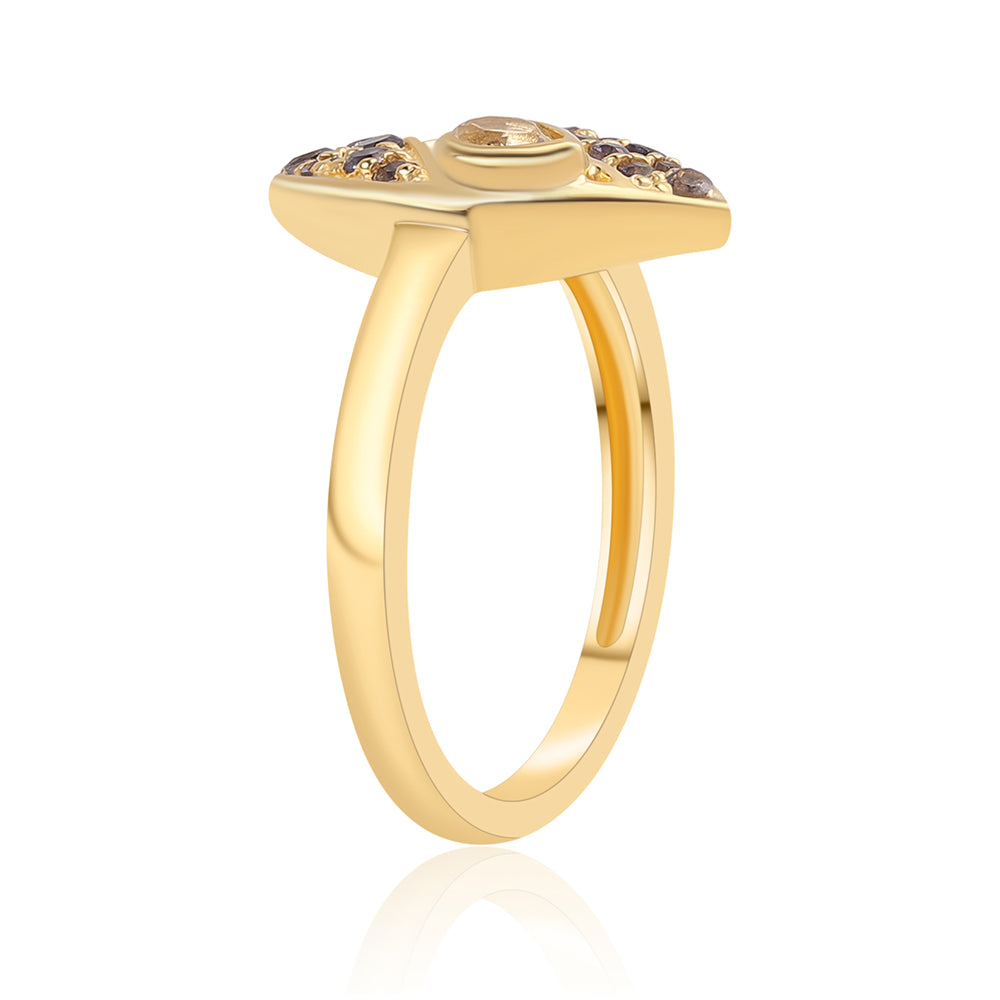 Pozlacený 925 / 1000 Sterlingové Stříbro Prsten s Iolitem a Bílým Topazem