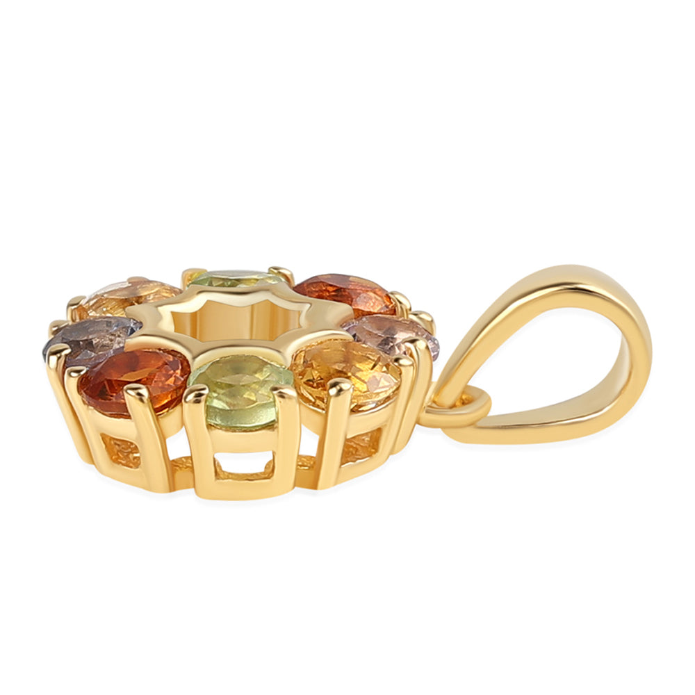 Pozlacené Stříbro 925/1000 - Přívěsek s Rose de France Ametystem a Peridotem - Karátové číslo: 0.92. přibližná hmotnost: 1.36 gramů