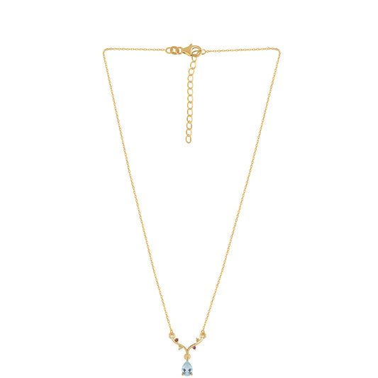 Pozlacený 925 / 1000 Sterlingové Stříbro Náhrdelník s Červeným Granátem a Peridotem