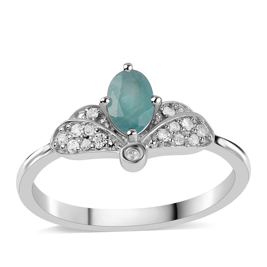 925 / 1000 Sterlingové Stříbro Prsten s Grandidieritem a Bílým Topazem