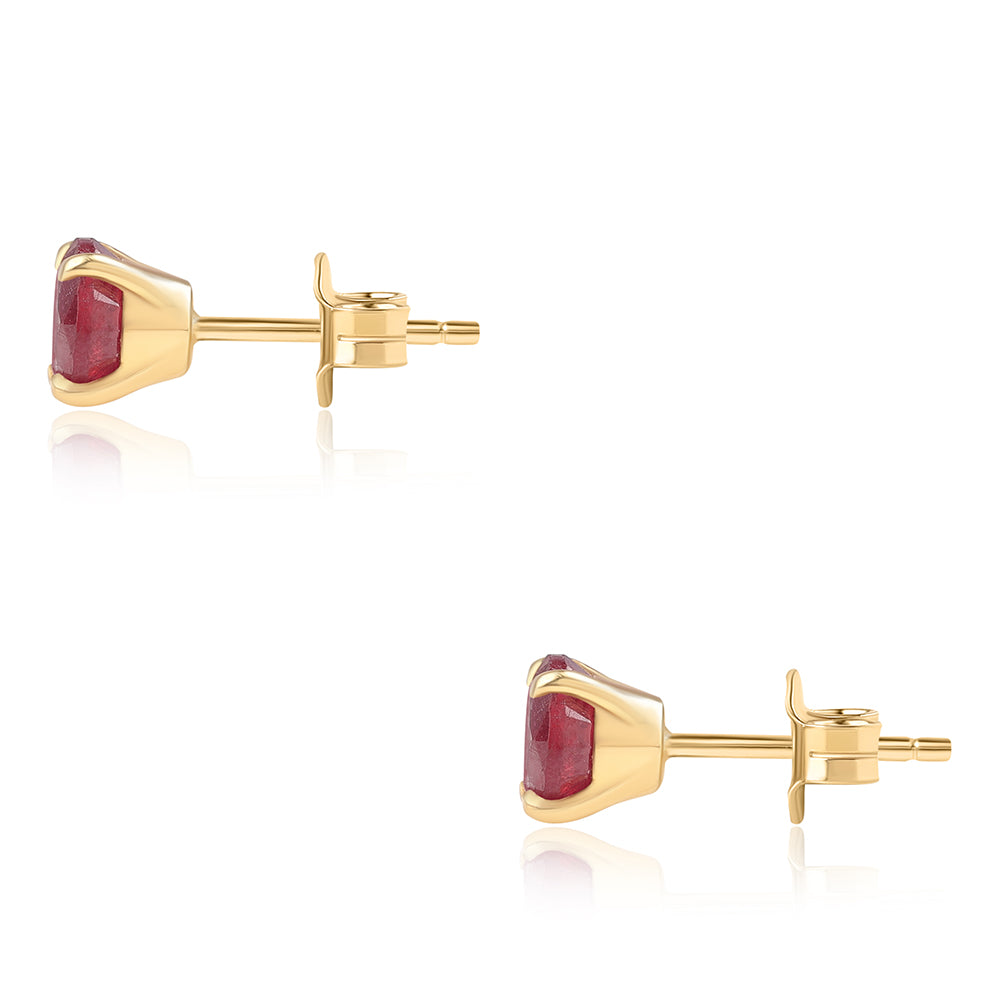 Pozlacené Stříbro 925/1000 - Náušnice s Mozambickým Rubínem - Karátové číslo: 2.47. přibližná hmotnost: 1.45 gramů