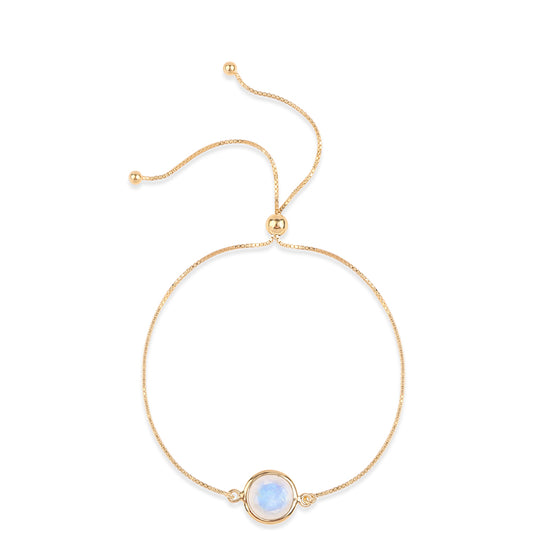 Pozlacené Stříbro 925/1000 - Náramek s duhovým měsíčním kámenem tř. AA - Karátové číslo: 2.86. přibližná hmotnost: 2.73 gramů