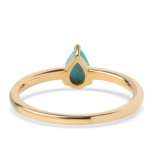 Pozlacené Stříbro 925/1000 - Prsten s Tyrkysem Sleeping Beauty - Karátové číslo: 0.43. přibližná hmotnost: 1.56 gramů