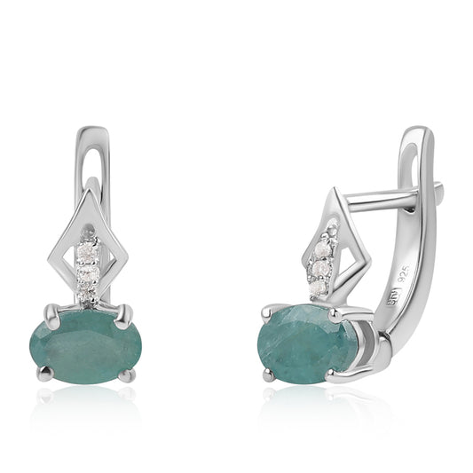 Stříbro 925/1000 - Náušnice s Grandidieritem a Bílým Topazem - Karátové číslo: 0.89. přibližná hmotnost: 1.78 gramů