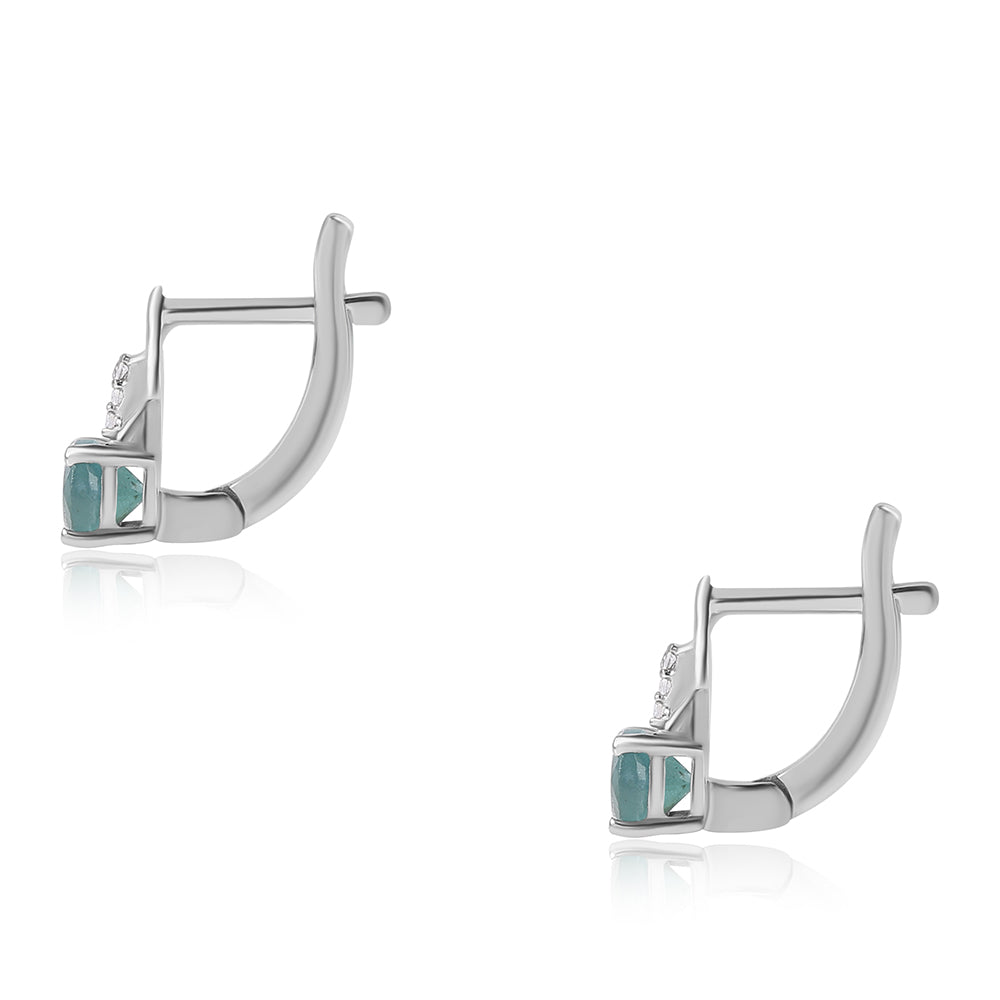 Stříbro 925/1000 - Náušnice s Grandidieritem a Bílým Topazem - Karátové číslo: 0.89. přibližná hmotnost: 1.78 gramů