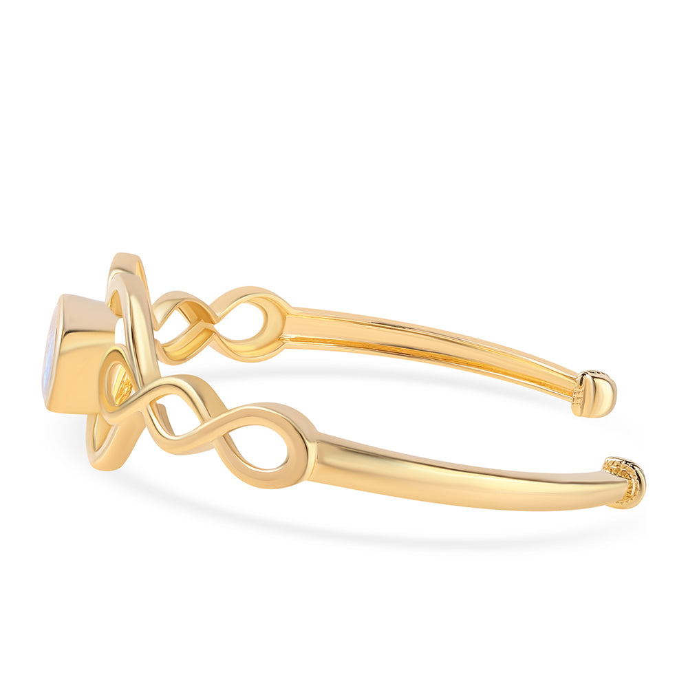 Pozlacený 925 / 1000 Sterlingové Stříbro Náramek s duhovým měsíčním kámenem tř. AA