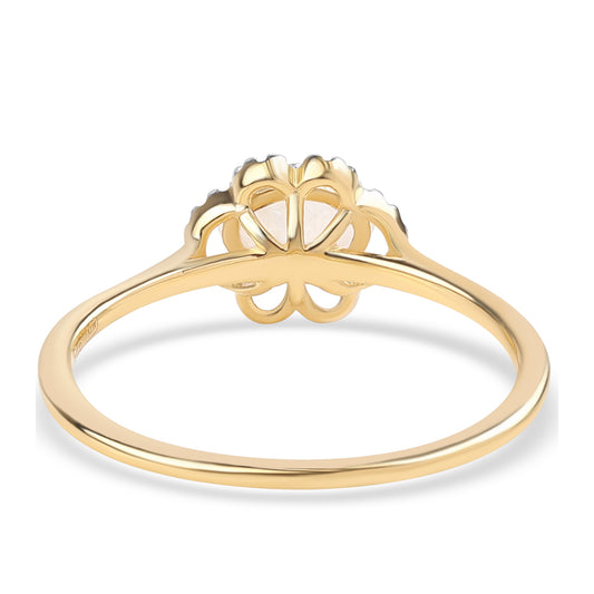 Pozlacený 925 / 1000 Sterlingové Stříbro Prsten s duhovým měsíčním kámenem tř. AA