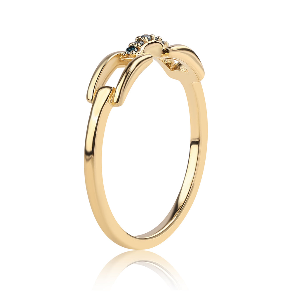 Pozlacený 925 / 1000 Sterlingové Stříbro Prsten s Modrým Diamantem