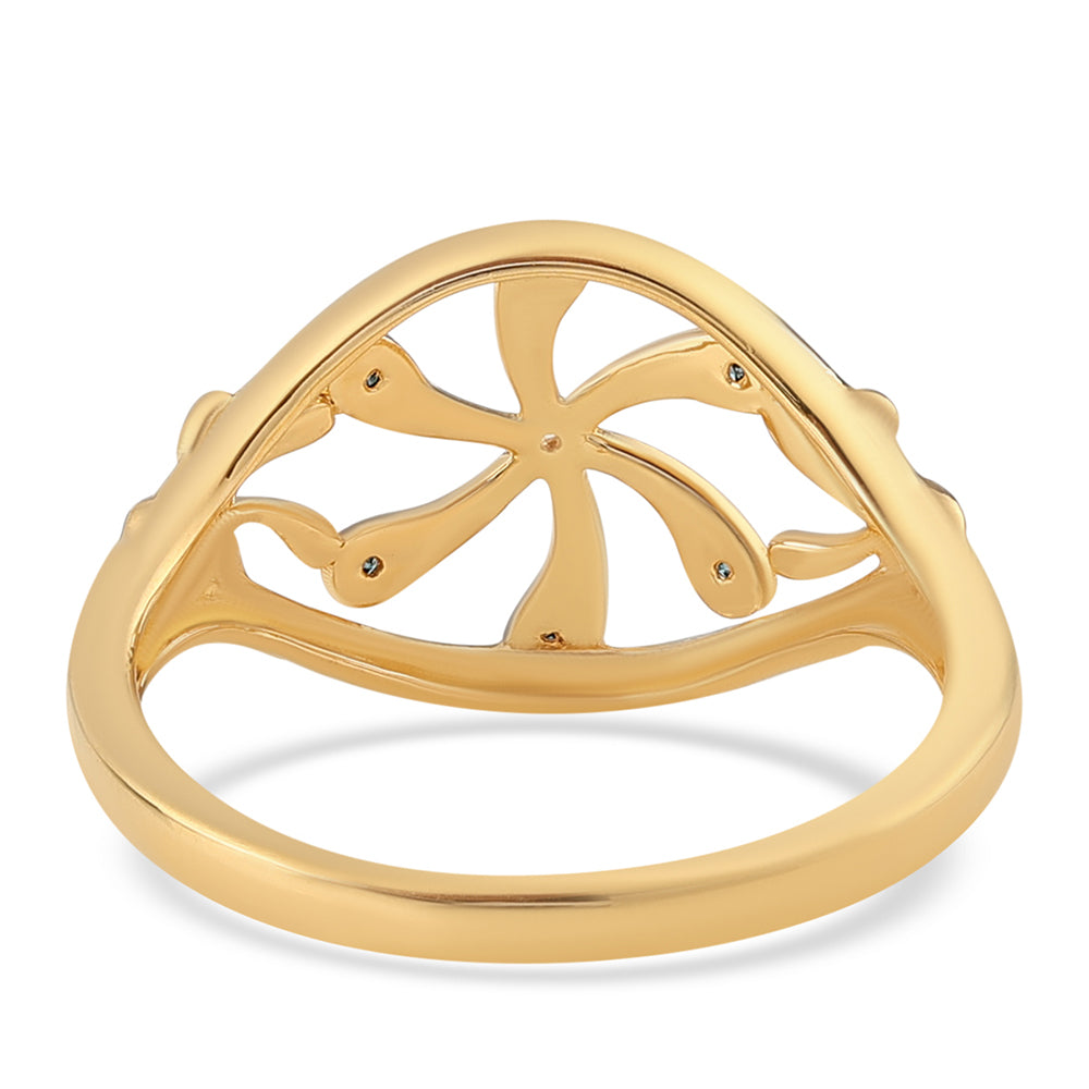 Pozlacené Stříbro 925/1000 - Prsten s Modrým Diamantem - Karátové číslo: 0.03. přibližná hmotnost: 2.61 gramů