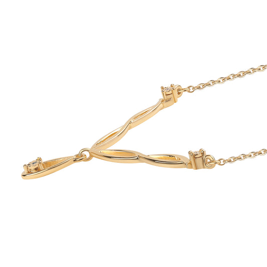 Pozlacené Stříbro 925/1000 - Náhrdelník s Modrým Diamantem a Bílým Diamantem - Karátové číslo: 0.02. přibližná hmotnost: 4.06 gramů