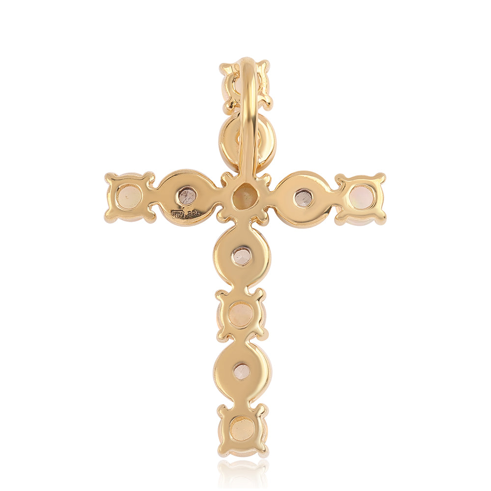 Pozlacené Stříbro 925/1000 - Přívěsek s Etiopským Opálem z Lega Dembi a Bílým Topazem - Karátové číslo: 1.12. přibližná hmotnost: 1.74 gramů