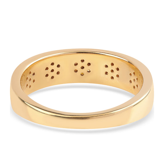 Pozlacený Stříbrný Prsten s Červeným Diamantem