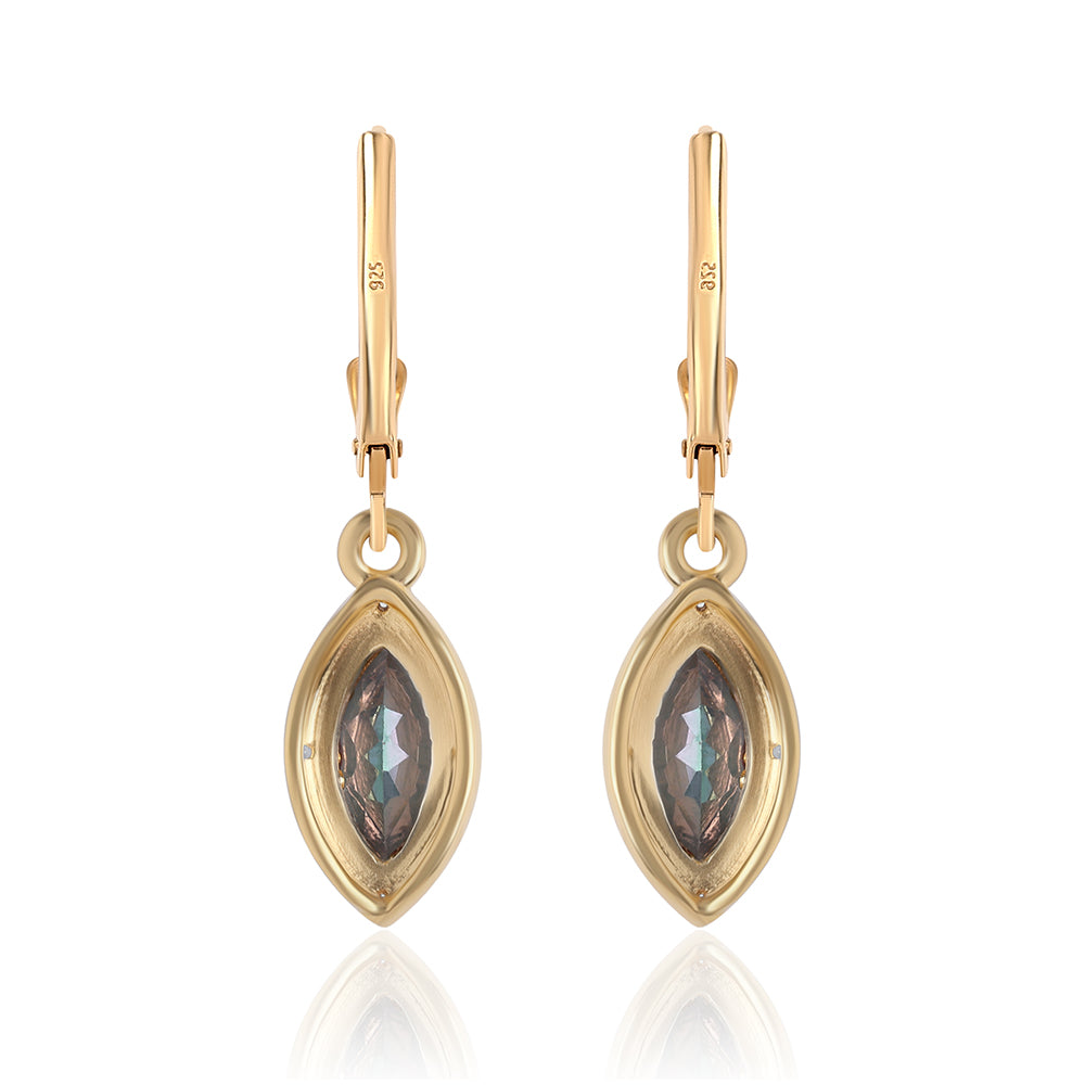 Pozlacené 925 / 1000 Sterlingové Stříbro Náušnice s Mystickým Topazem a Bílým Topazem