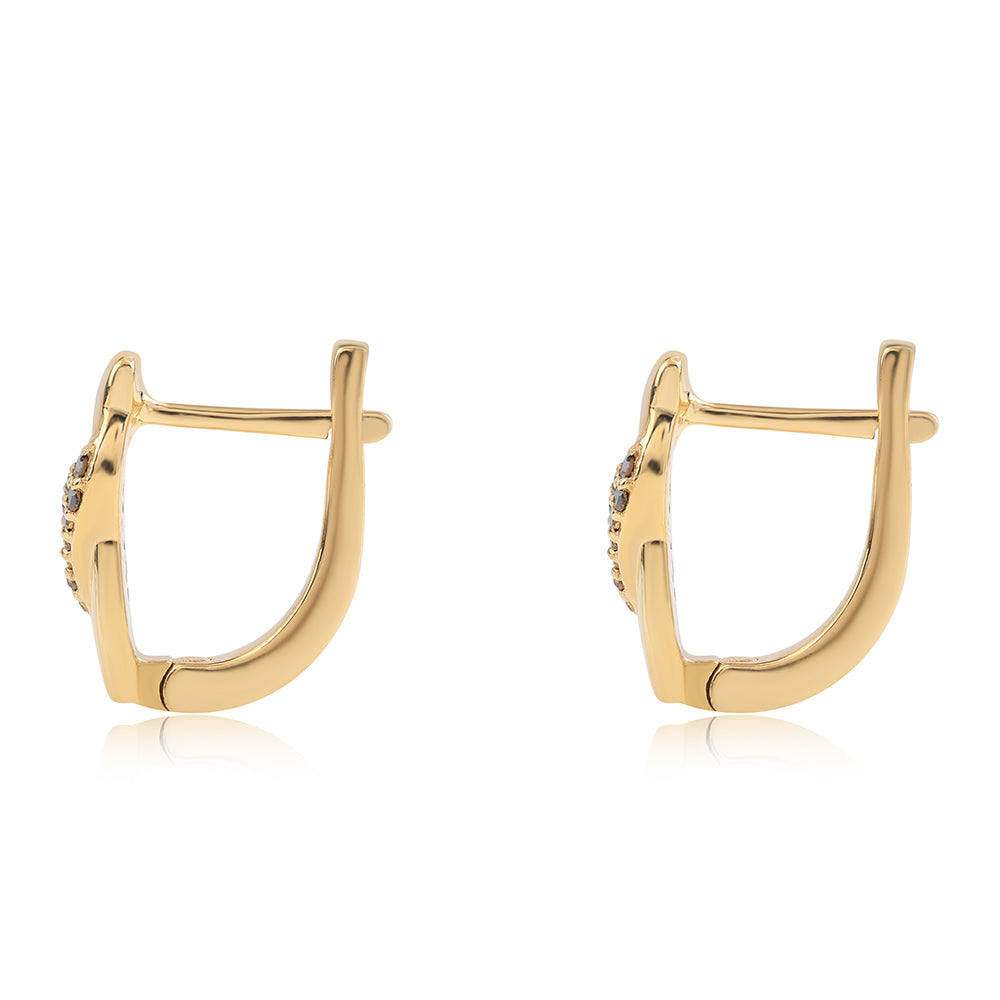 Pozlacené 925 / 1000 Sterlingové Stříbro Náušnice s Černým Diamantem