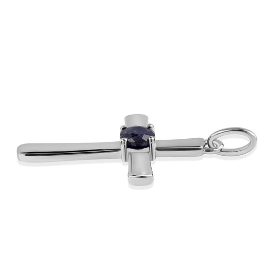 Stříbro 925/1000 - Přívěsek s Australským Modrým Safírem - Karátové číslo: 0.8. přibližná hmotnost: 2.09 gramů