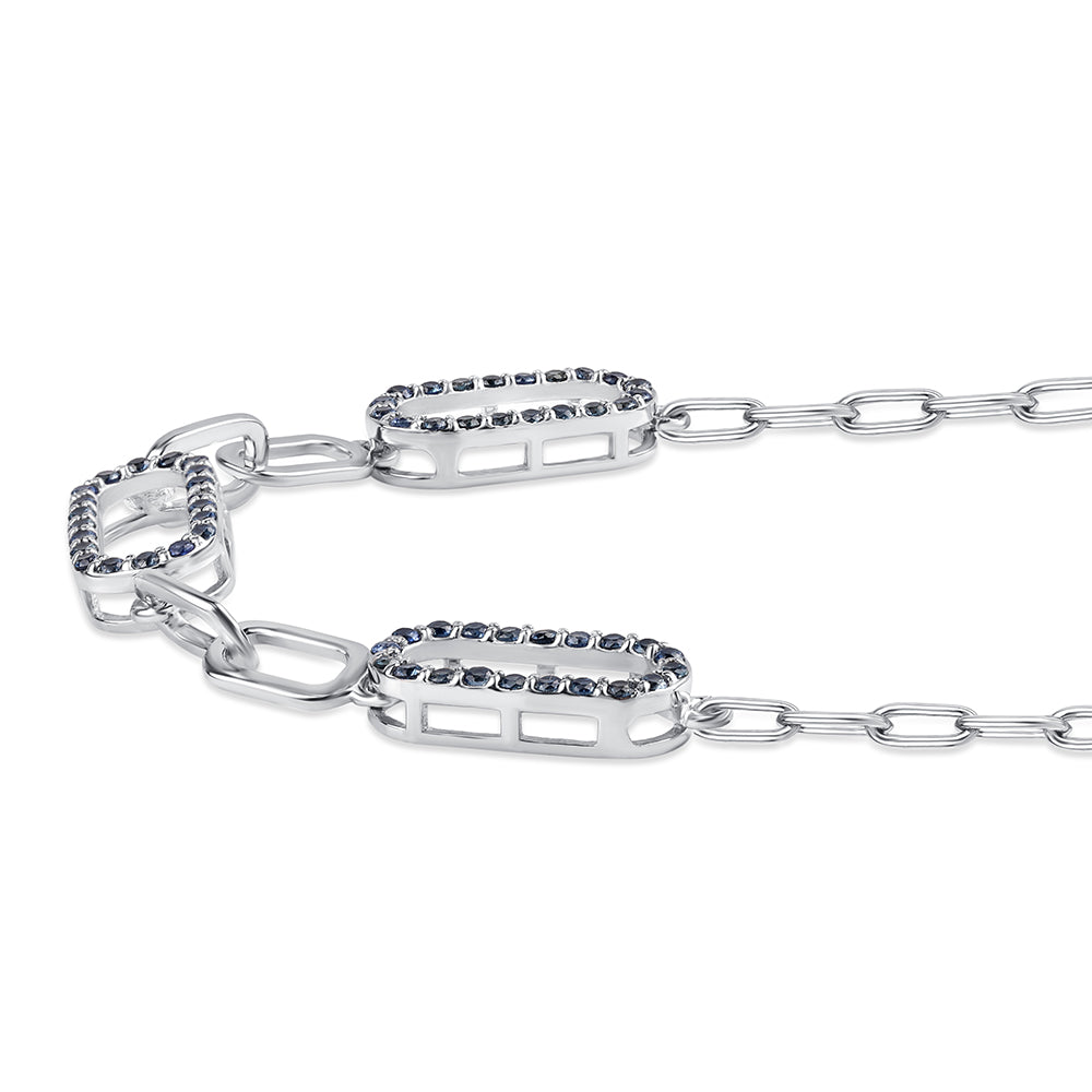 Stříbro 925/1000 - Náhrdelník s Australským Modrým Safírem - Karátové číslo: 0.9. přibližná hmotnost: 8.27 gramů