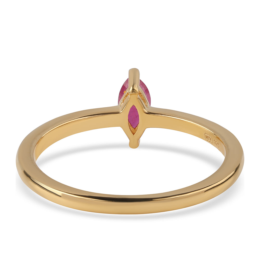 Pozlacené Stříbro 925/1000 - Prsten s Mozambickým Rubínem - Karátové číslo: 0.29. přibližná hmotnost: 1.66 gramů