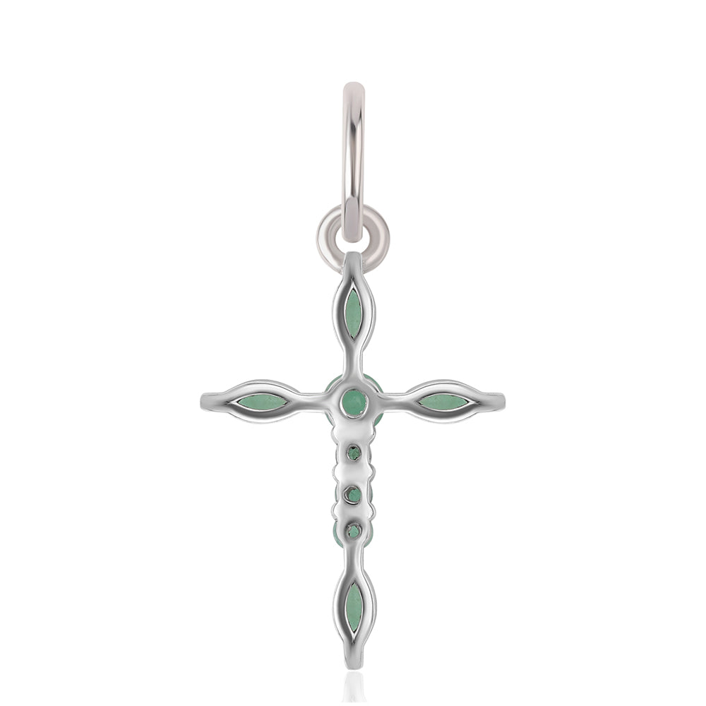 Stříbro 925/1000 - Přívěsek s Brazilským Smaragdem - Karátové číslo: 0.47. přibližná hmotnost: 0.76 gramů