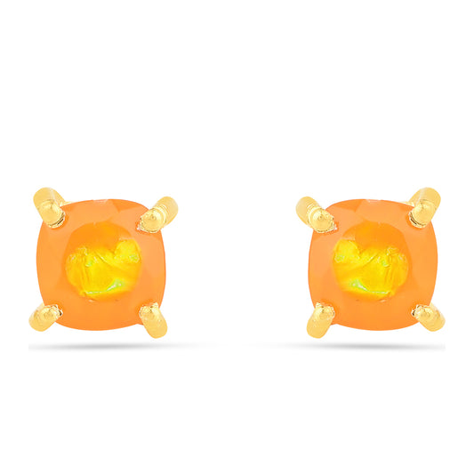 Pozlacené Stříbrné Náušnice s Ohnivým Opálem