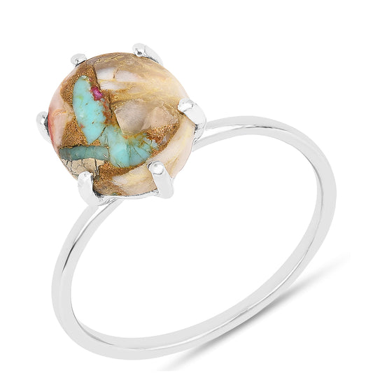 Stříbro 925/1000 - Prsten s Ústřicovým Tyrkysem - Karátové číslo: 2.18. přibližná hmotnost: 1.67 gramů