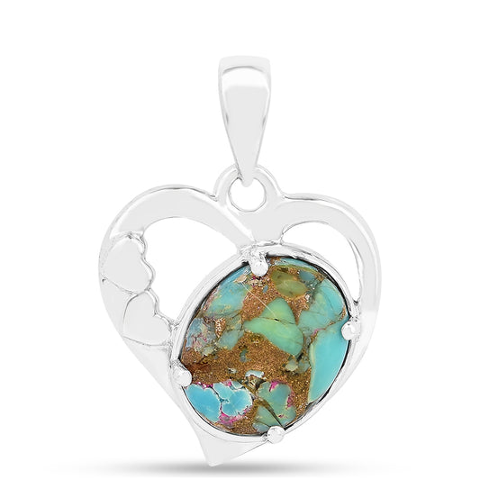 Stříbro 925/1000 - Přívěsek s Ústřicovým Tyrkysem - Karátové číslo: 2.8. přibližná hmotnost: 2.14 gramů