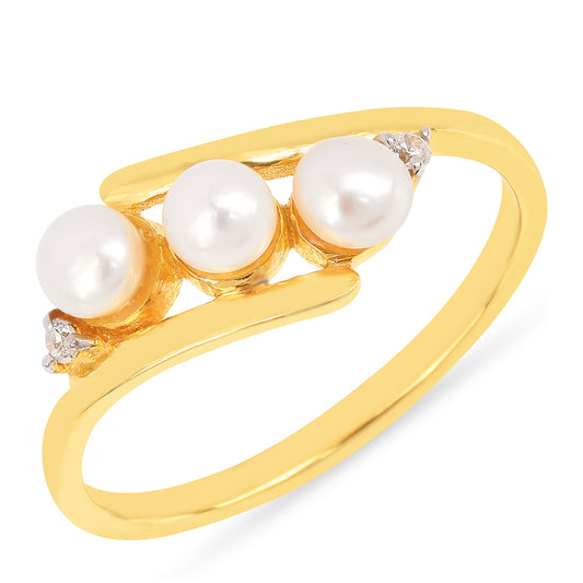 Pozlacené Stříbro 925/1000 - Prsten s Bílým Zirkonem - Karátové číslo: 0.92. přibližná hmotnost: 1.71 gramů