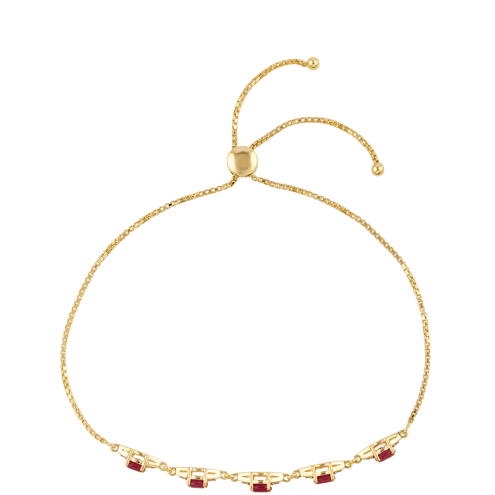 Pozlacené Stříbro 925/1000 - Náramek s Thajským Rubínem a Bílým Topazem - Karátové číslo: 1.18. přibližná hmotnost: 2.94 gramů