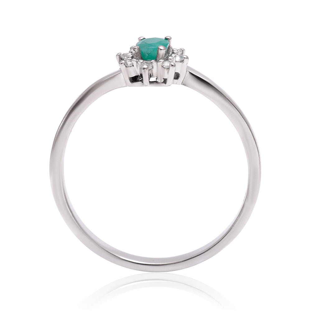 Stříbrný Prsten s Brazilským Smaragdem a Bílým Topazem