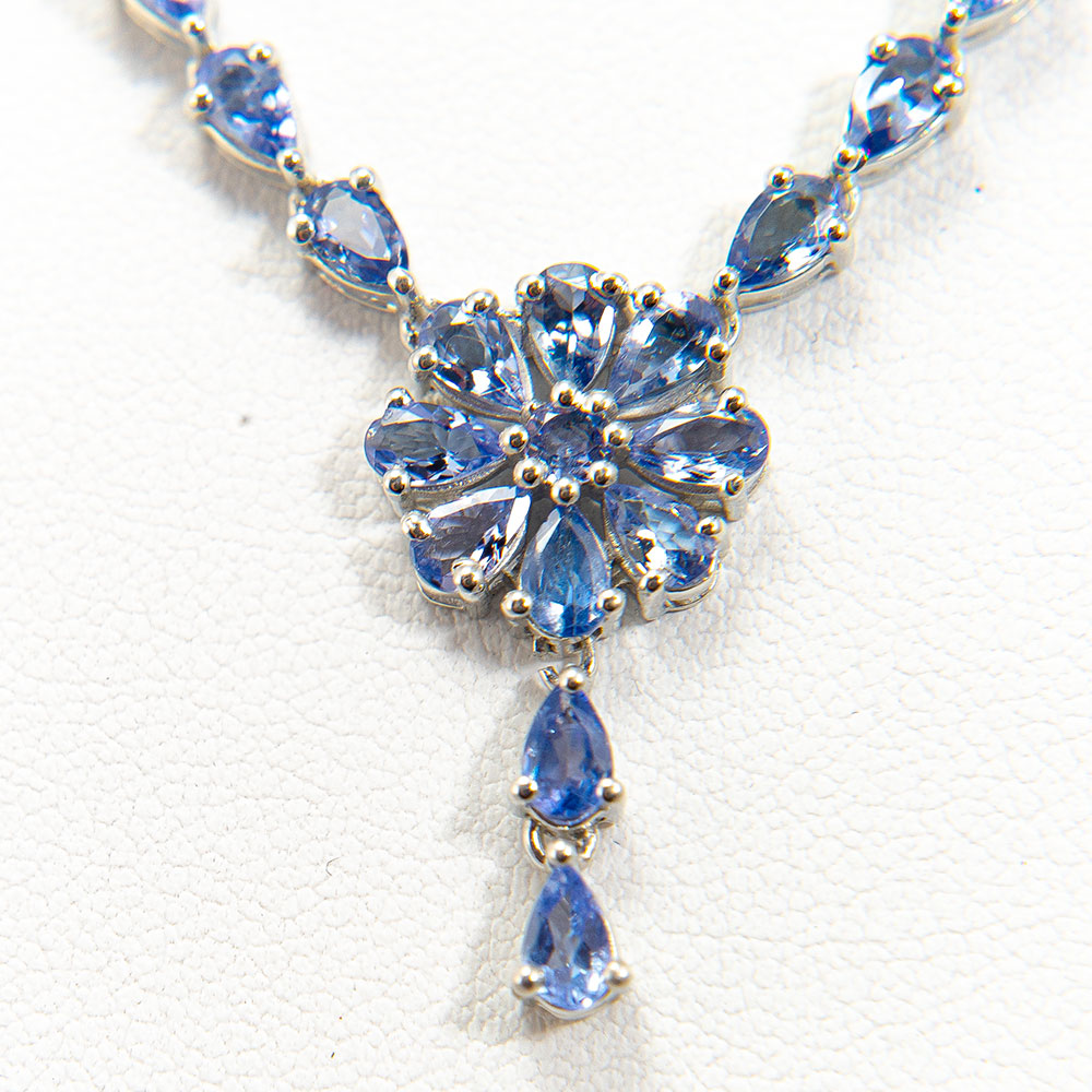 Stříbrný Náhrdelník s AAA Tanzanitem