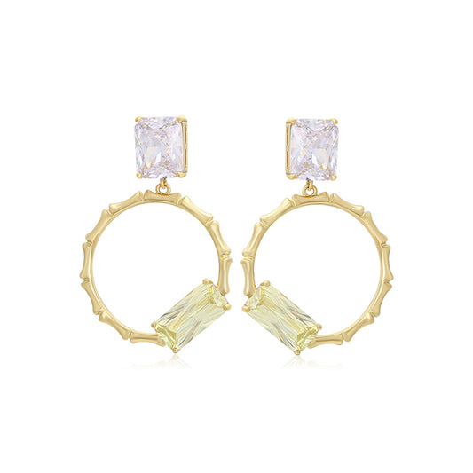 Pozlacené Slitinové Náušnice se Zeleným Emporia® Křišťálem a Bílým Emporia® Křišťálem