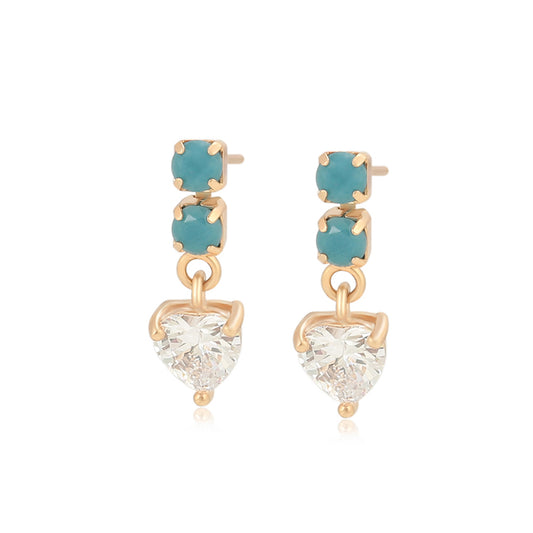 Pozlacené Slitinové Náušnice se Zeleným Emporia® Křišťálem a Bílým Emporia® Křišťálem