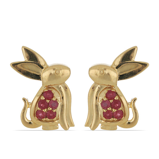 Pozlacené Stříbrné Náušnice s Madagaskarským Rubínem