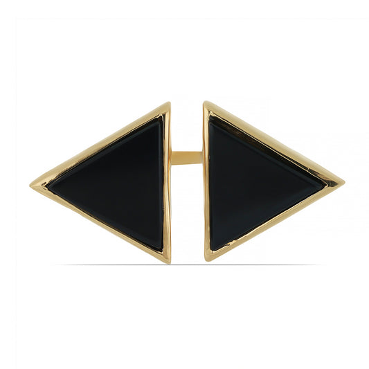 Pozlacené Stříbro 925/1000 - Prsten s Černým Suwarským Onyxem - Karátové číslo: 2.54. přibližná hmotnost: 3.77 gramů