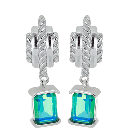 Stříbrné Náušnice s Pavím Křemenem