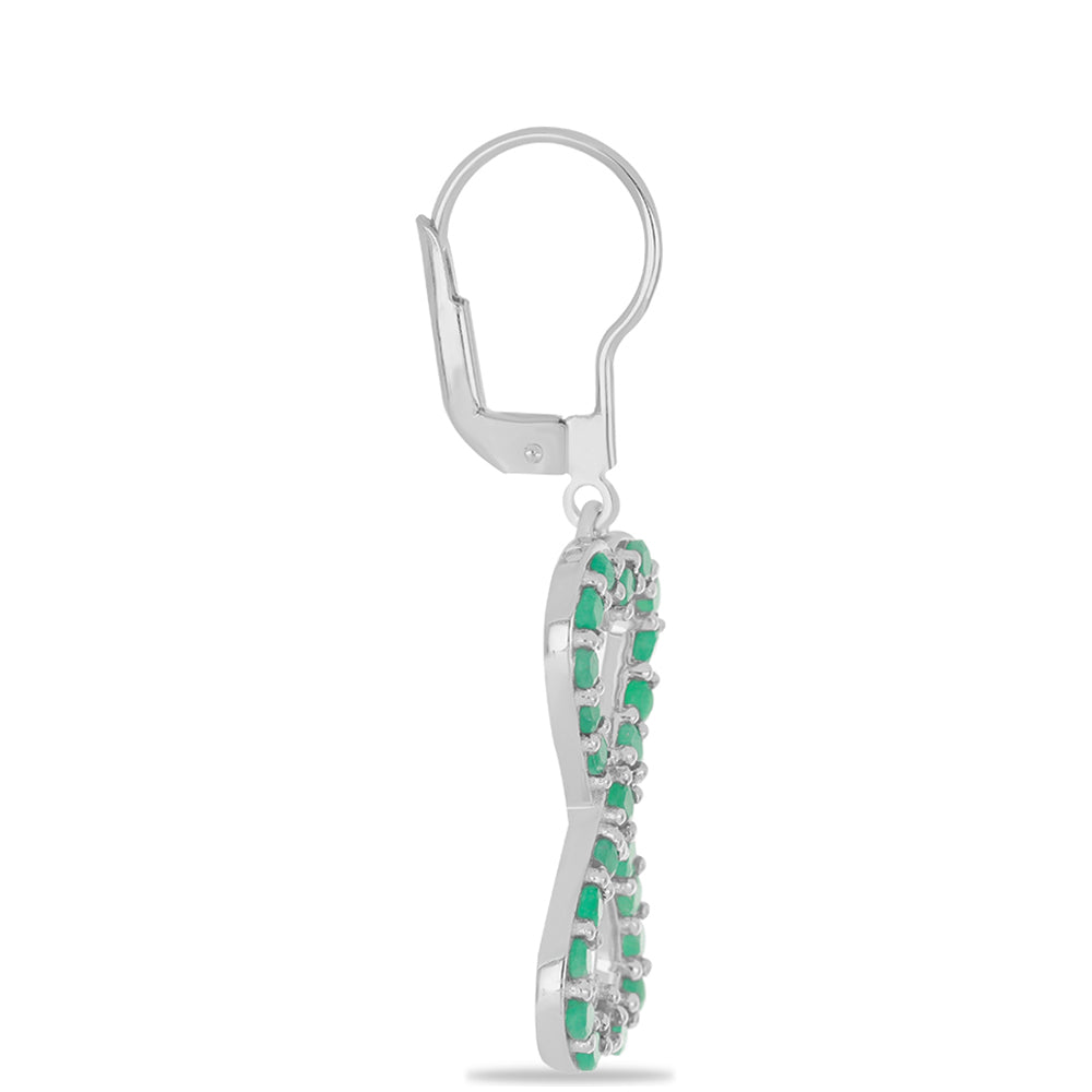 Stříbro 925/1000 - Náušnice s Brazilským Smaragdem - Karátové číslo: 1.84. přibližná hmotnost: 4.69 gramů